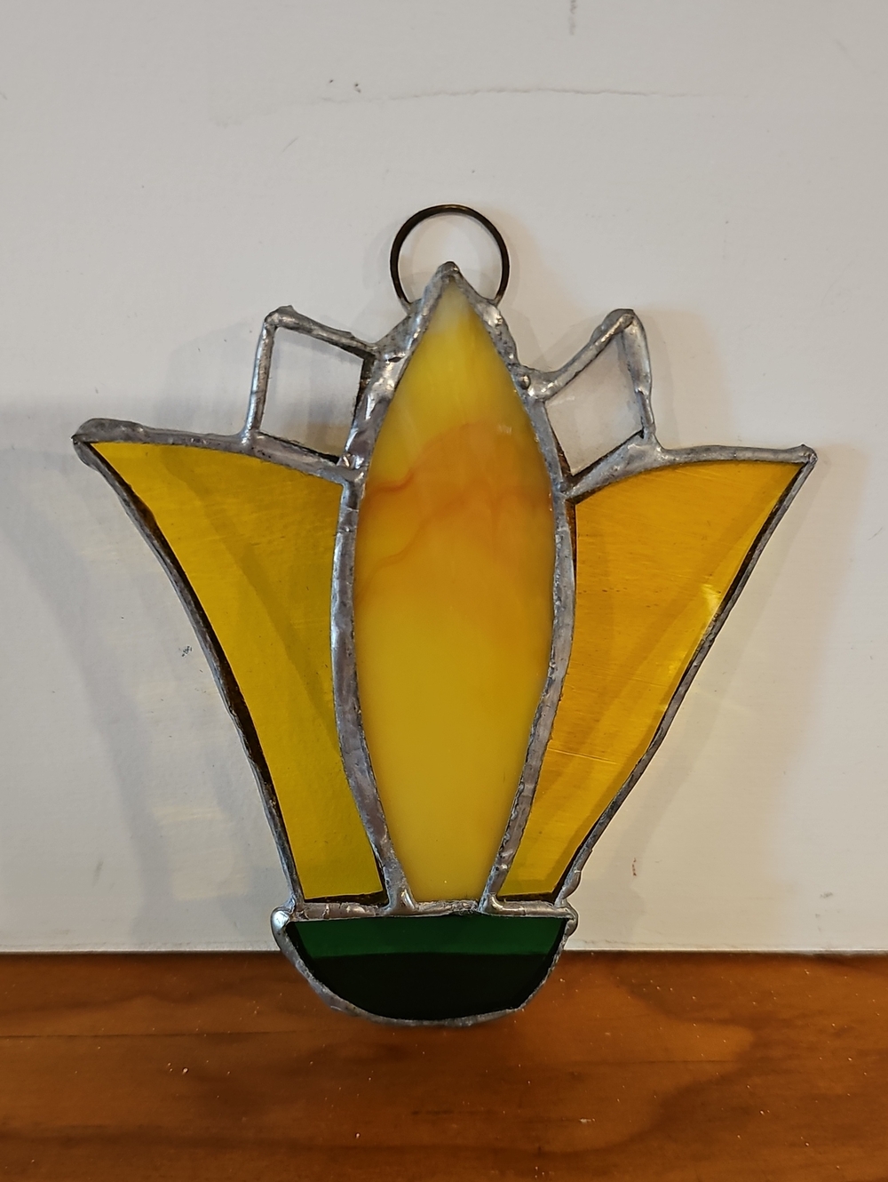 Stained Glass Hanging Ornament Yellow & Green